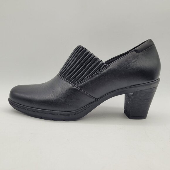 Clarks Bendables Thoughtful Q Womens 6 Vamp Shooties Chunky Heels Slip On Black - Picture 4 of 12